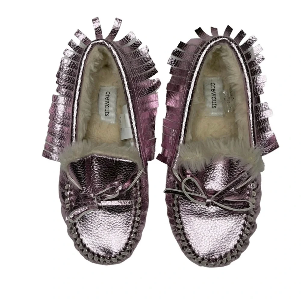 Crewcuts‎ Pink Metallic Moccasins Slippers